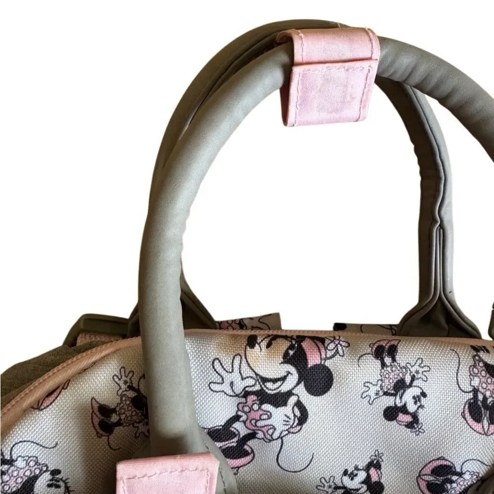 Disney Baby Minnie Mouse Multi-Pocket Diaper Bag Backpack-  Grey and Pink